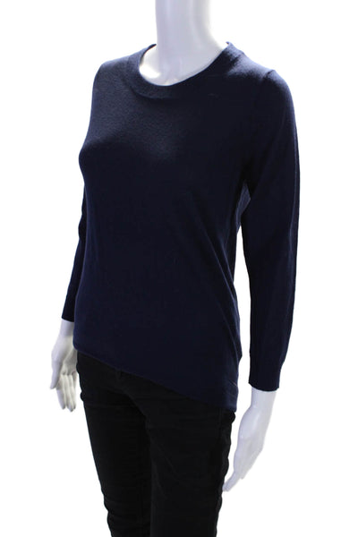 J Crew Womens Long Sleeves Crew Neck Pullover Sweater Navy Blue Size Small