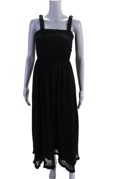 The Drop Womens Ruched Square Neck Sleeveless Maxi Dress Black Size XS