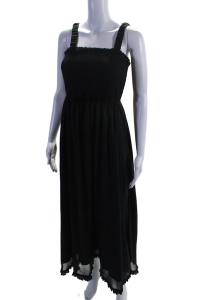 The Drop Womens Ruched Square Neck Sleeveless Maxi Dress Black Size XS