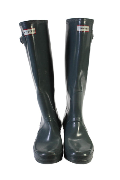 Hunter Womens Green Rubber Original Gloss Tall Knee High Rain Boots Shoes Size9M