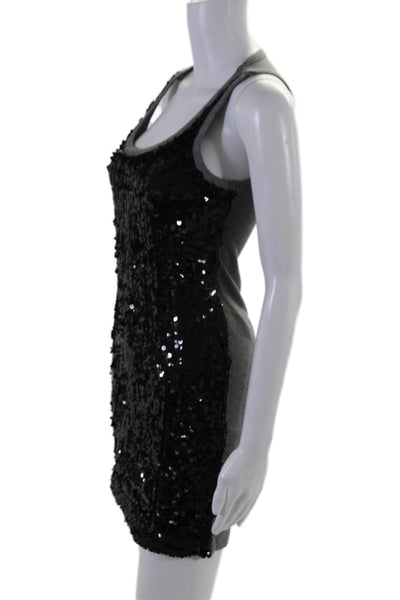 D&G Dolce & Gabbana Womens Scoop Neck Sequin Front Tank Dress Gray Black Large