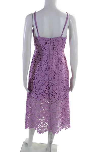 ASTR Womens Spaghetti Strap V Neck Lace Overlay Midi Dress Purple Size Medium