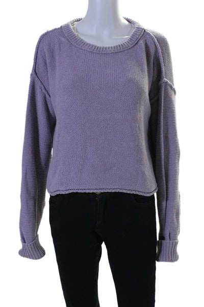 We The Free Womens Oversized Scoop Neck Sweater Purple Cotton Size Small