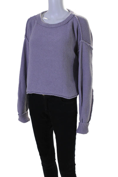 We The Free Womens Oversized Scoop Neck Sweater Purple Cotton Size Small