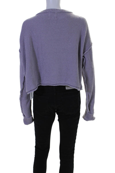 We The Free Womens Oversized Scoop Neck Sweater Purple Cotton Size Small