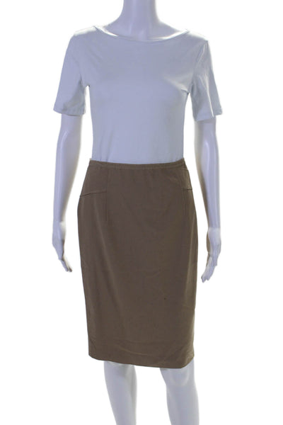 Magaschoni Collection Womens Back Zip Knee Length Pencil Skirt Brown Size Small