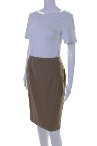 Magaschoni Collection Womens Back Zip Knee Length Pencil Skirt Brown Size Small