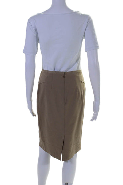 Magaschoni Collection Womens Back Zip Knee Length Pencil Skirt Brown Size Small