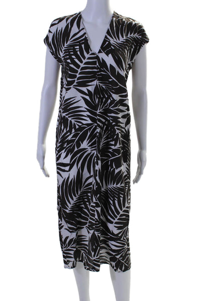 Lou & Grey Womens Sleeveless V Neck Abstract Shift Dress Black White Size XS