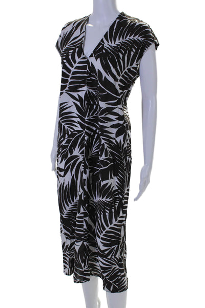 Lou & Grey Womens Sleeveless V Neck Abstract Shift Dress Black White Size XS