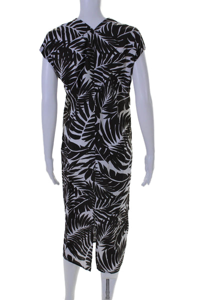 Lou & Grey Womens Sleeveless V Neck Abstract Shift Dress Black White Size XS