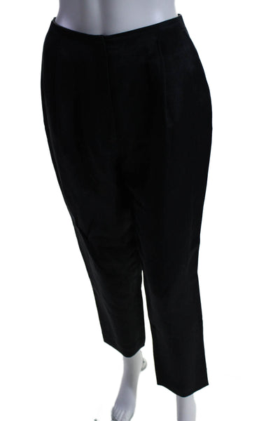 Lyn Devon Women's Hook Closure Pleated Front Straight Leg Pants Black Size 2