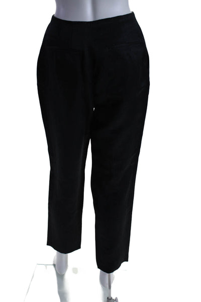 Lyn Devon Women's Hook Closure Pleated Front Straight Leg Pants Black Size 2