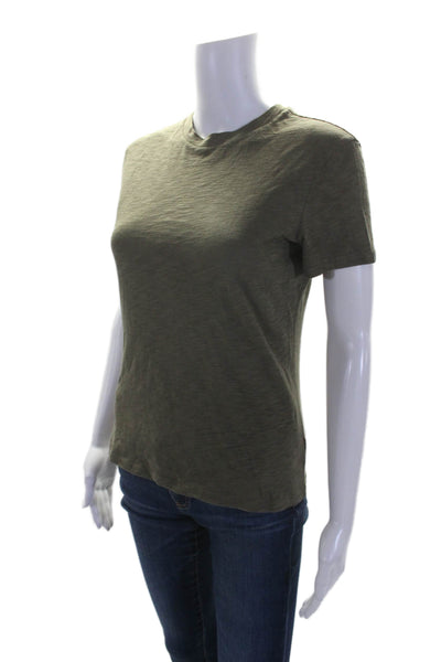 Theory Womens Short Sleeve Crew Neck Tee Shirt Green Cotton Size Medium