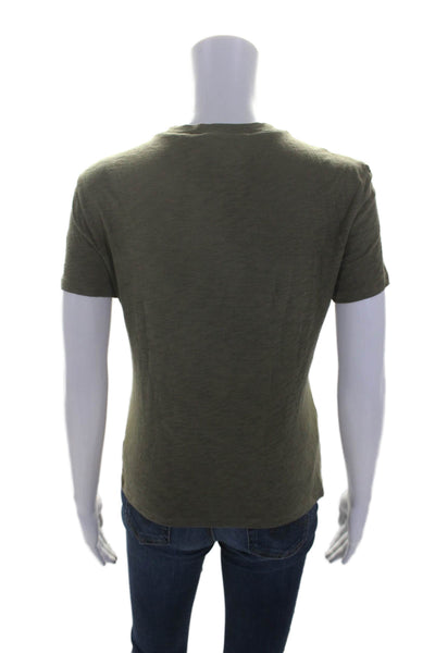 Theory Womens Short Sleeve Crew Neck Tee Shirt Green Cotton Size Medium