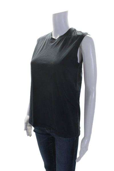 ATM Womens Crew Neck Boxy Tank Top Navy Blue Cotton Size Small