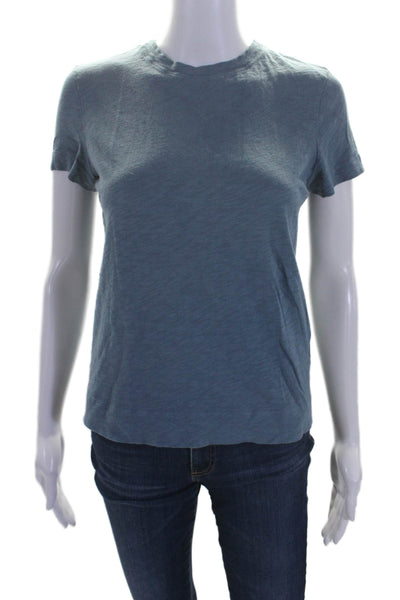 Theory Womens Short Sleeve Crew Neck Classic Tee Shirt Blue Cotton Size Large