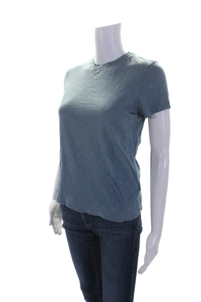 Theory Womens Short Sleeve Crew Neck Classic Tee Shirt Blue Cotton Size Large