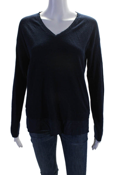 Gerard Darel Womens Cashmere V-Neck Long Sleeve Pullover Knit Top Navy Size 1