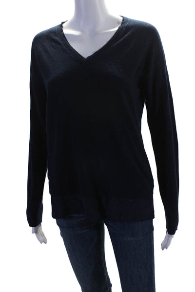 Gerard Darel Womens Cashmere V-Neck Long Sleeve Pullover Knit Top Navy Size 1