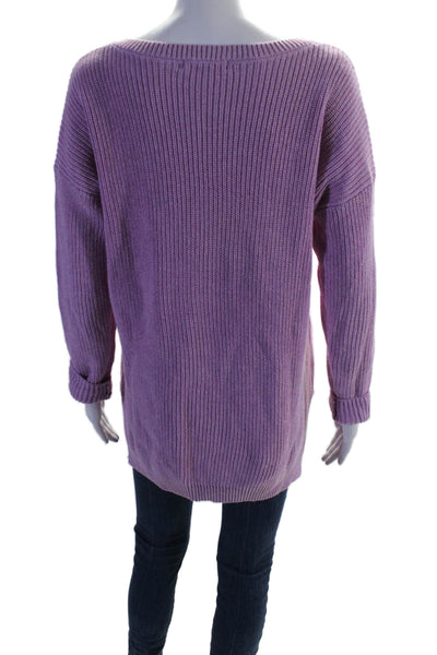 525 America Womens Cotton V-Neck Long Sleeve Pullover Sweater Top Purple Size S