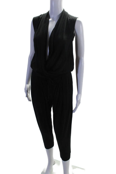 Helmut Lang Womens Drawstring Waist V-Neck Sleeveless Jumpsuit Black Size P