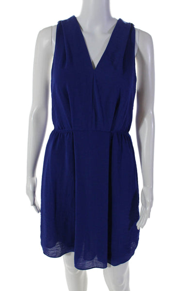 Rebecca Taylor Womens Back Button Sleeveless Mid Calf Dress Blue Size 2