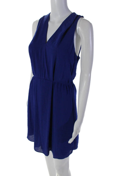 Rebecca Taylor Womens Back Button Sleeveless Mid Calf Dress Blue Size 2