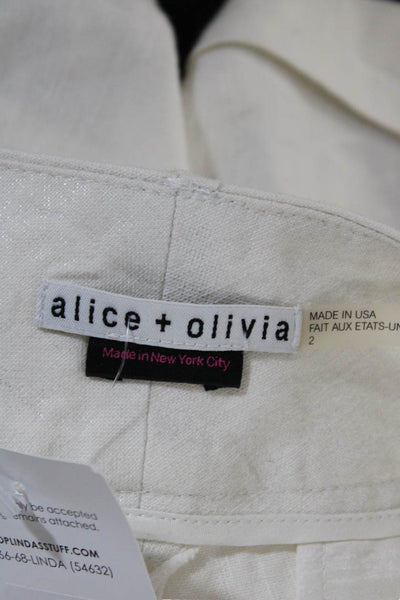 Alice + Olivia Womens Zip Front Cuffed Sailor Shorts White Size 2 US