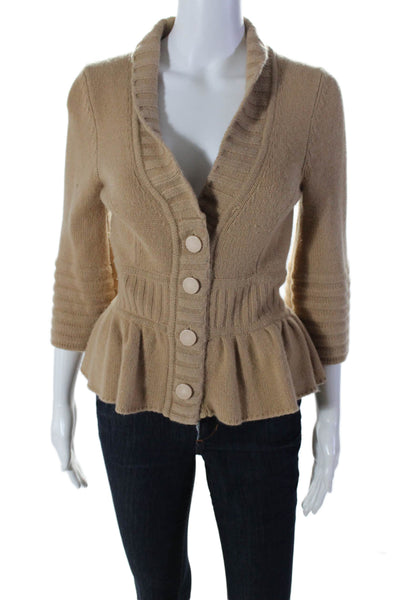 Catherine Catherine Malandrino Womens Button Down Thick Knit Sweater Beige S