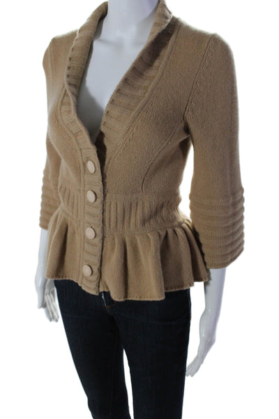 Catherine Catherine Malandrino Womens Button Down Thick Knit Sweater Beige S