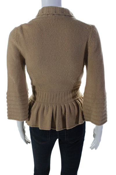 Catherine Catherine Malandrino Womens Button Down Thick Knit Sweater Beige S