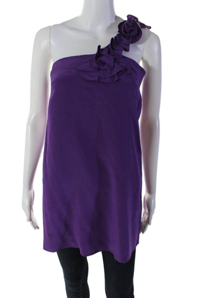 Yumi Kim Womens Sleeveless One Shoulder Pullover Blouse Purple Size XS