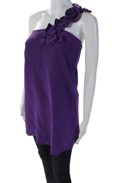 Yumi Kim Womens Sleeveless One Shoulder Pullover Blouse Purple Size XS