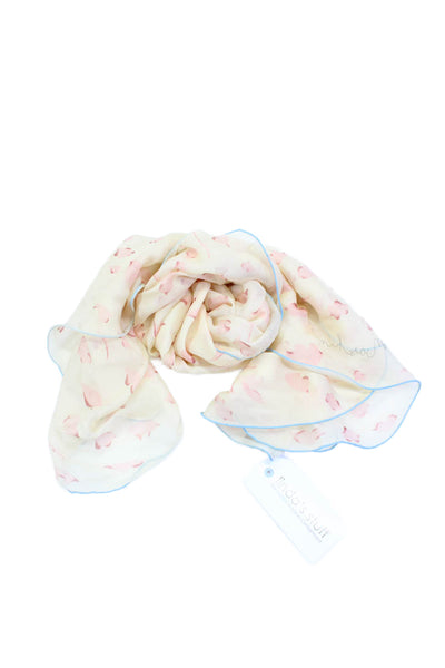 Moschino Womens Abstract Print Thin Scarf Silk Pink Beige One Size