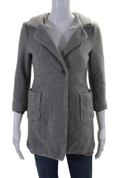 Fabiana Filippi Womens Single Button Notched Lapel Coated Gray Wool Size Small