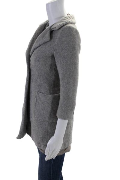 Fabiana Filippi Womens Single Button Notched Lapel Coated Gray Wool Size Small