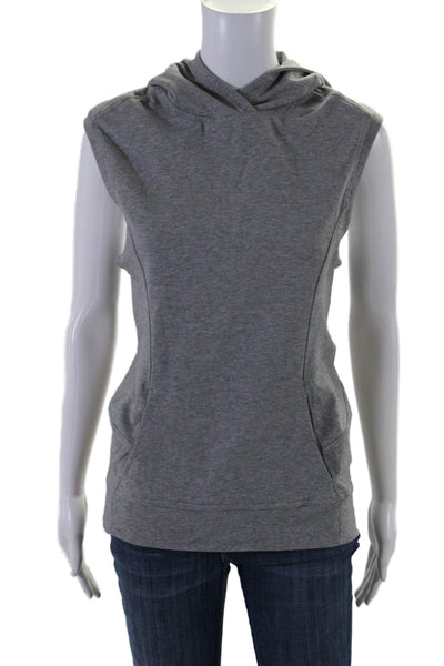 Lululemon Womens Pullover Sleeveless Hooded Vest Jacket Gray Cotton Size 2