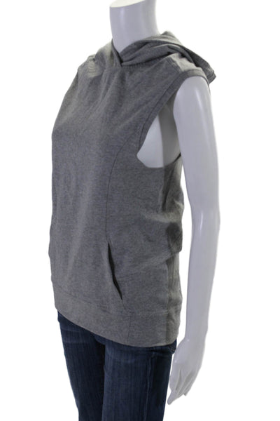 Lululemon Womens Pullover Sleeveless Hooded Vest Jacket Gray Cotton Size 2