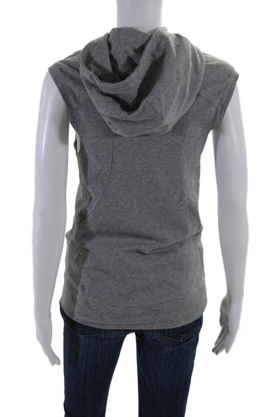 Lululemon Womens Pullover Sleeveless Hooded Vest Jacket Gray Cotton Size 2