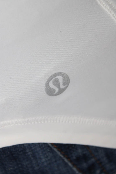 Lululemon Womens Scoop Neck Back Cut Out Mesh Trim Tank Top White Size 4