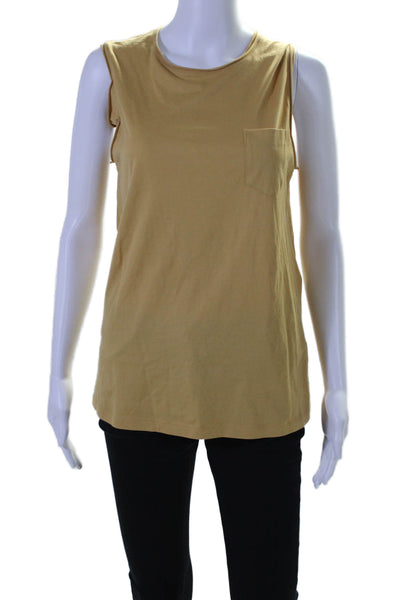 Helmut Lang Womens Cotton Distressed Sleeveless Pullover Top Beige Size XS