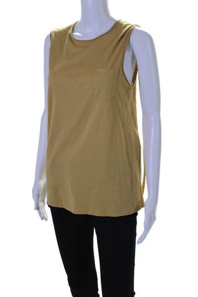 Helmut Lang Womens Cotton Distressed Sleeveless Pullover Top Beige Size XS