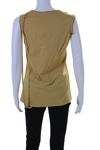 Helmut Lang Womens Cotton Distressed Sleeveless Pullover Top Beige Size XS