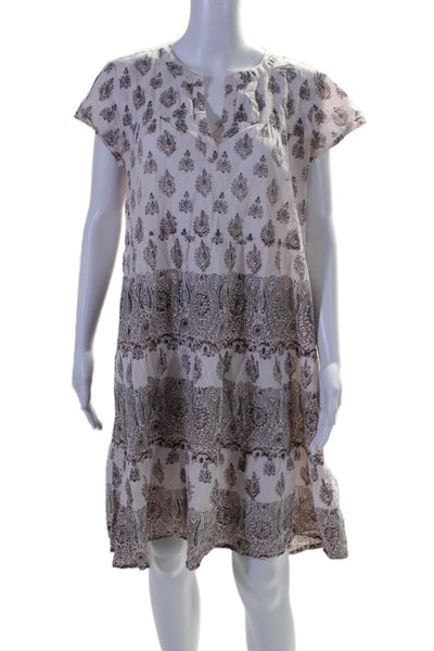 Roller Rabbit Womens Cotton V Neck Paisley Print Tunic Dress Pink Size M