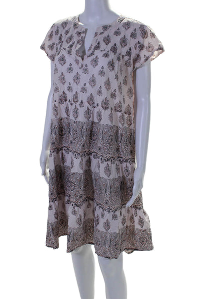 Roller Rabbit Womens Cotton V Neck Paisley Print Tunic Dress Pink Size M