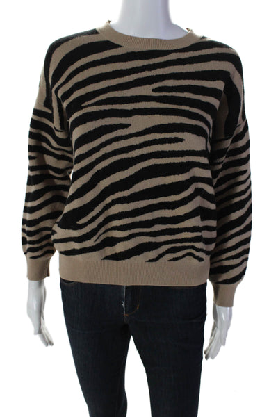 Just One Answer Womens Long Sleeve Stripe Cplorblock Knit Sweater Brown Size S