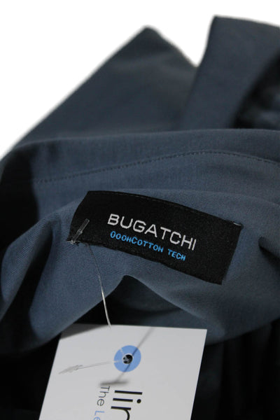 Bugatchi Mens Cotton Collar Cuff Sleeve Button Down Dress Shirt Blue Size L