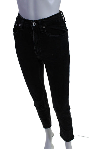 Rag & Bone Womens High Rise Slim Straight Leg Jeans Black Cotton Size 23