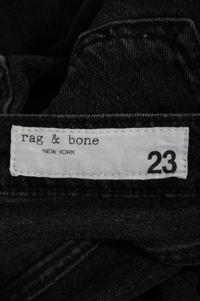 Rag & Bone Womens High Rise Slim Straight Leg Jeans Black Cotton Size 23